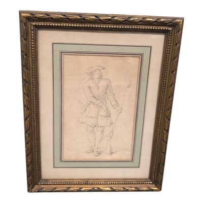 ECOLE FRANCAISE ou ITALIENNE du XVIIIème Homme au fusil