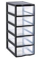 Tour de rangement en plastique noir 5 tiroirs Format A4 SUND…