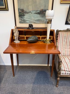 Secrétaire dos d'ane en placage d'acajou et filets de bois c…