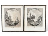 two framed prints of a landscape with a castle in the background