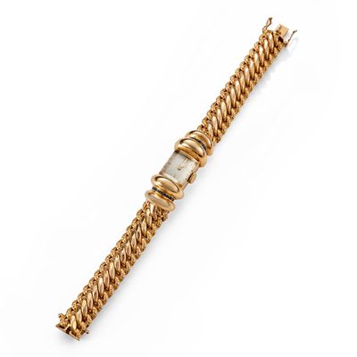 TRAVAIL FRANÇAIS CIRCA 1940 Montre bracelet de dame en or ja…