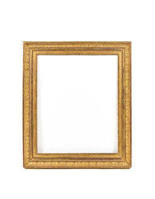 a gold frame with a white background and a gold border