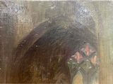 a painting of a woman with flowers in a vase