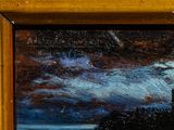 a picture of a painting of a lighthouse in the ocean
