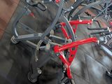 many bikes that are lined up in the gym