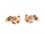 pair of gold tone cufflinks with a pug design