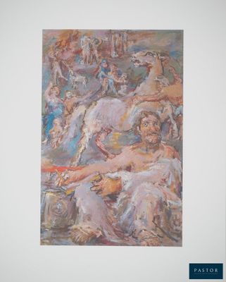 an image of a painting of a woman sitting on a couch