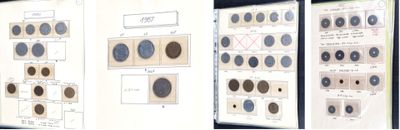 trois photos d'un mur sur lequel sont disposés tout un tas de boutons