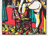 an image of a painting of a naked woman in a kitchen