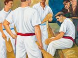 a painting of a group of men holding baseball bats