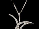 un pendentif en or blanc et diamants sur une chaîne