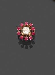 paire de boucles d'oreilles en rubis et diamants