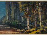 an image of a painting of a path in the woods