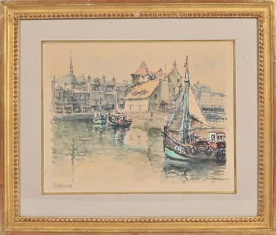 Denis VERPECHT (1919-1996) Le port d'Honfleur