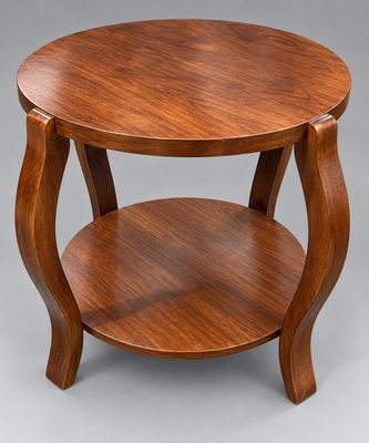 une table en bois surmontée d'une étagère