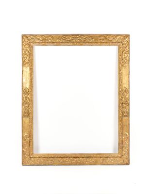 two gold picture frames on a white wall with a white background
