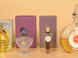 plusieurs flacons de parfum posés les uns à côté des autres sur une table