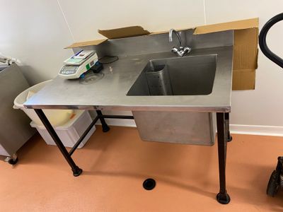 un évier en acier inoxydable équipé d'un robinet en métal