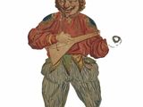 une figurine représentant un homme tenant une guitare à la main