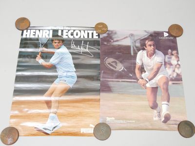 Lot d'environ 35 affiches Leconte, Dominguez, Noah, Borg, Ag…