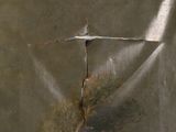 a picture of a painting of a cross on the wall