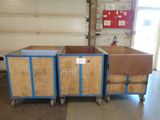 two boxes that are sitting in a garage