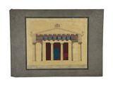 un tableau représentant un bâtiment avec des colonnes et des colonnes