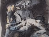 an image of a drawing of a man and a woman on a couch