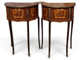 paire de tables d'appoint françaises en marqueterie du XIXe siècle