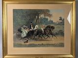 tableau représentant un groupe de personnes à cheval dans une zone boisée