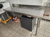 a stainless steel counter in a commercial kitchen