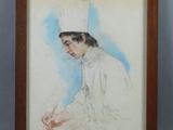an image of a painting of a man in a chef ' s hat