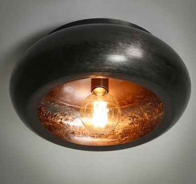 Plafonnier 1 lampe 42x42x18 cm en métal noir vieilli (ampoul…