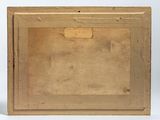 an old picture of a wooden box with a label on it