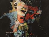 an image of a painting of a woman with a bird in her hand