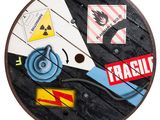 a picture of a clock with stickers on it