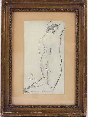 an image of a drawing of a nude woman in a frame