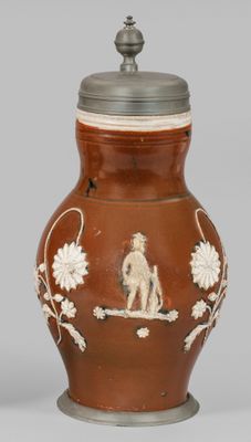 Großer Bunzlauer Birnkrug Hochgebrannte Irdenware, braune Le…