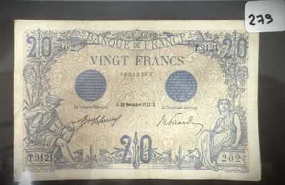 un ancien billet de banque français sur lequel figure le portrait d'une femme