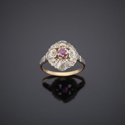 an antique pink sapphire and diamond ring