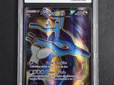 a close up of a pokemon card in a plastic case