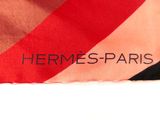 hermes - paris red and black striped silk scarf