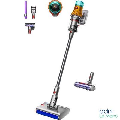 un gros plan d'un aspirateur sans fil avec divers accessoires
