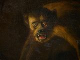 an image of a painting of a monkey with its mouth open