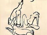 dessin représentant un homme et une femme allongés par terre sous la lune