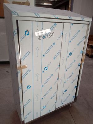 a refrigerator that has been wrapped up and ready to be shipped