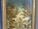 an old picture of a painting of a man and a woman in a landscape