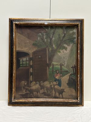 M. MATTHYS (XXe) - Bergère et son troupeau.