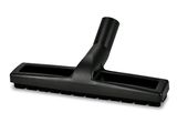 a close up of a black mop head on a white background