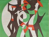 affiche française représentant un groupe de personnes dansant devant un fond vert